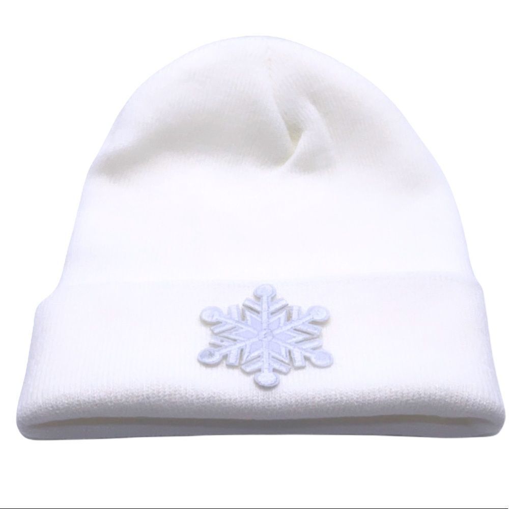 NWT Wool + Pepper Co. White Snowflake Beanie Hat